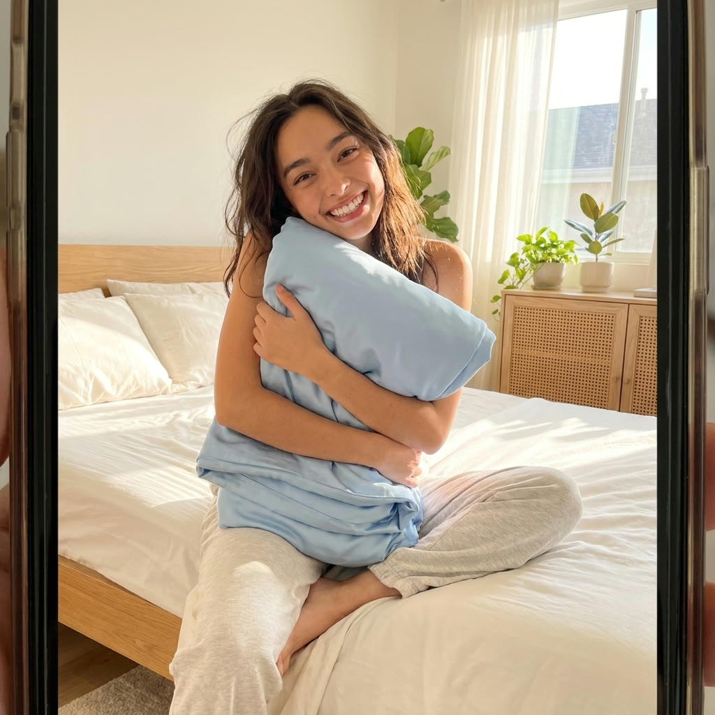 Customer with mellow CloudCool comforter