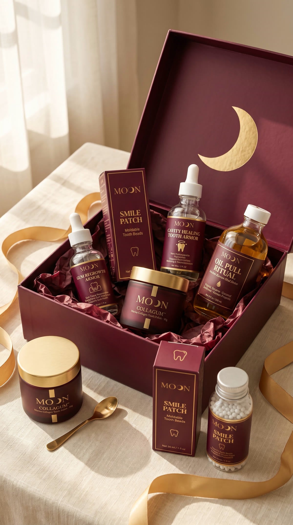 The MOON grand prize: the full collection in a burgundy gift box