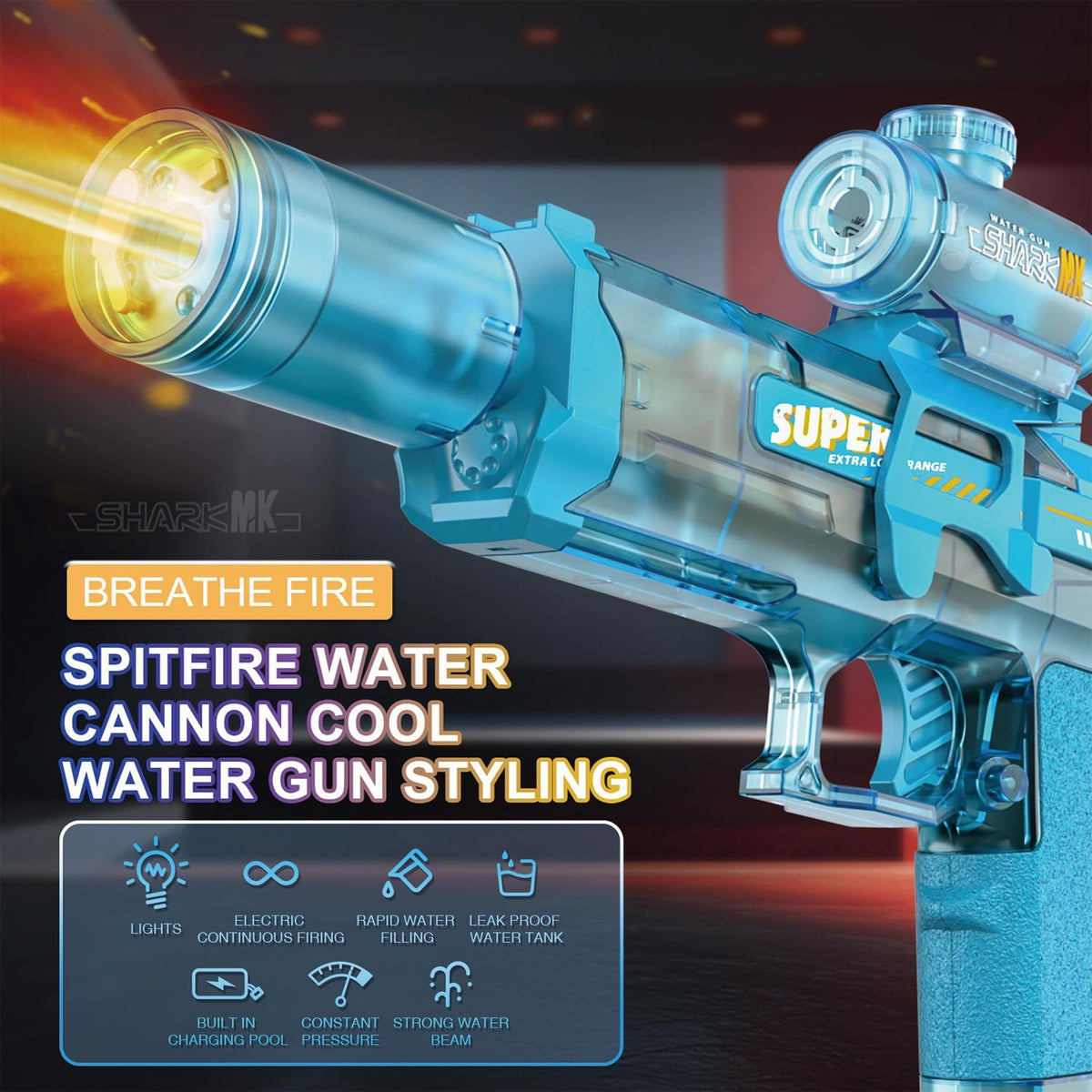 AquaStorm™ Electric Water Blaster — Auto-Fire · LED · USB Rechargeable