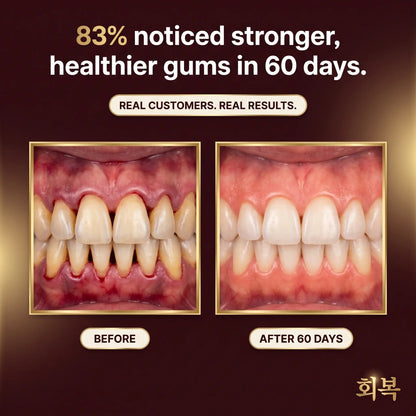83 percent noticed stronger, healthier gums in 60 days, before and after