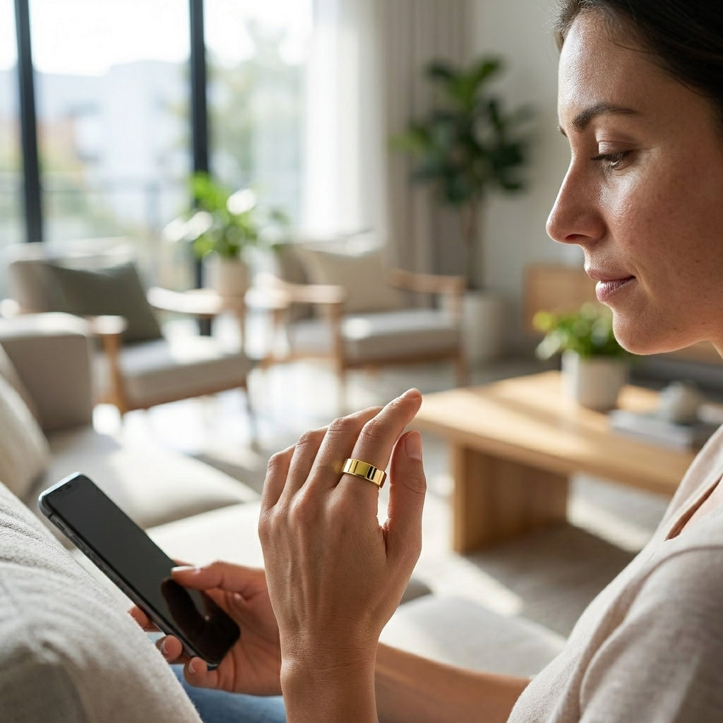 Checking daily health at a glance while wearing the MoonRing