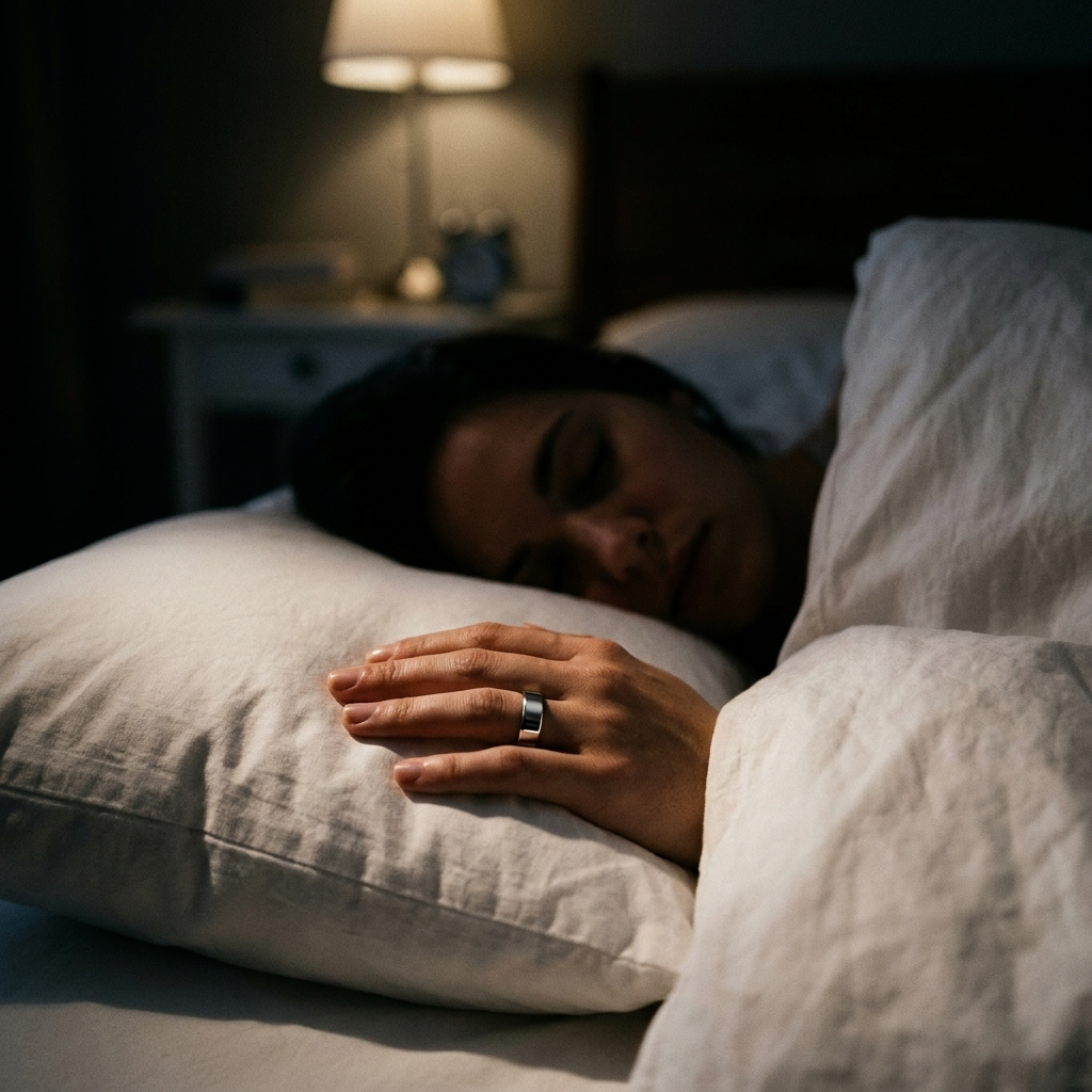Sleeping peacefully while the MoonRing tracks the night