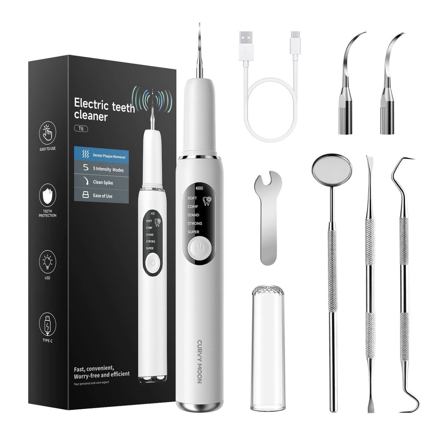 Ultrasonic Tooth Cleaner - Smart Dental Plaque Remover for Effective Oral Hygiene