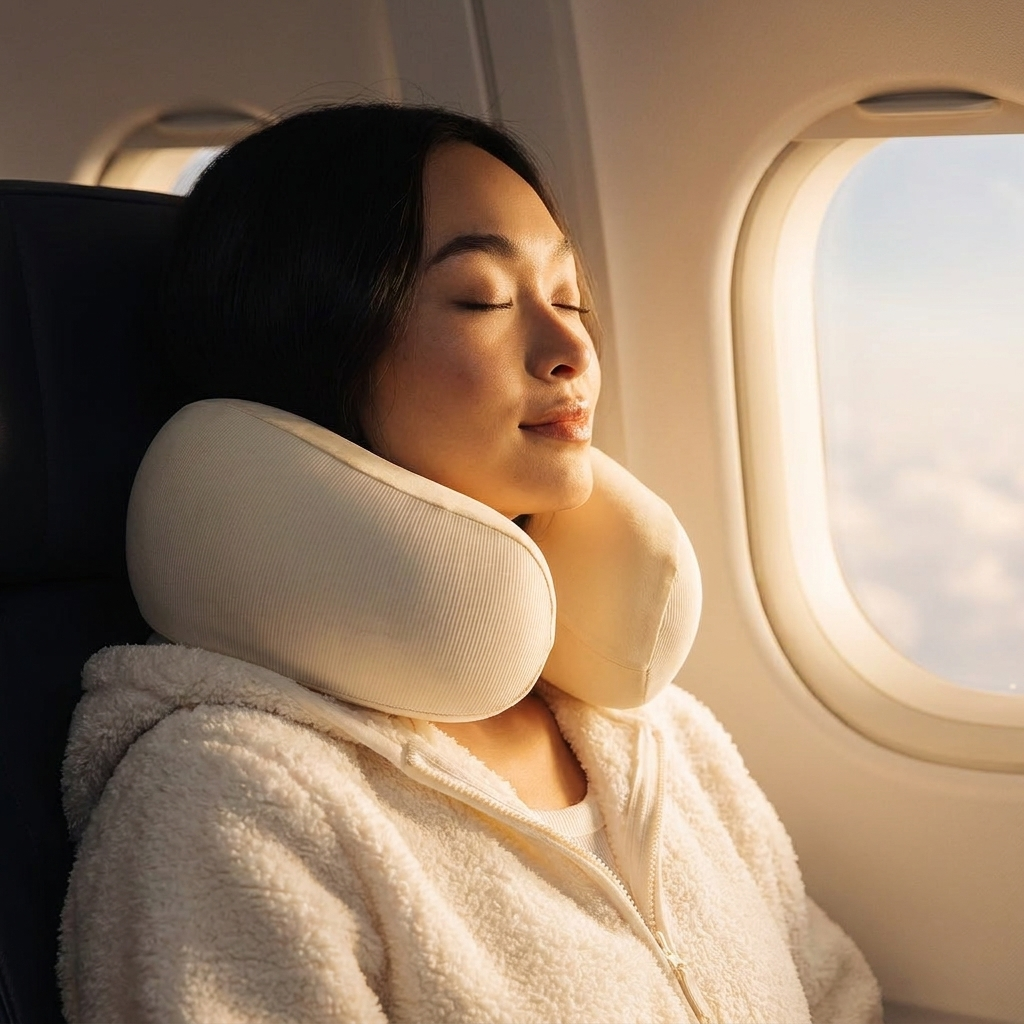 Traveller resting with the Cloud Travel Pillow