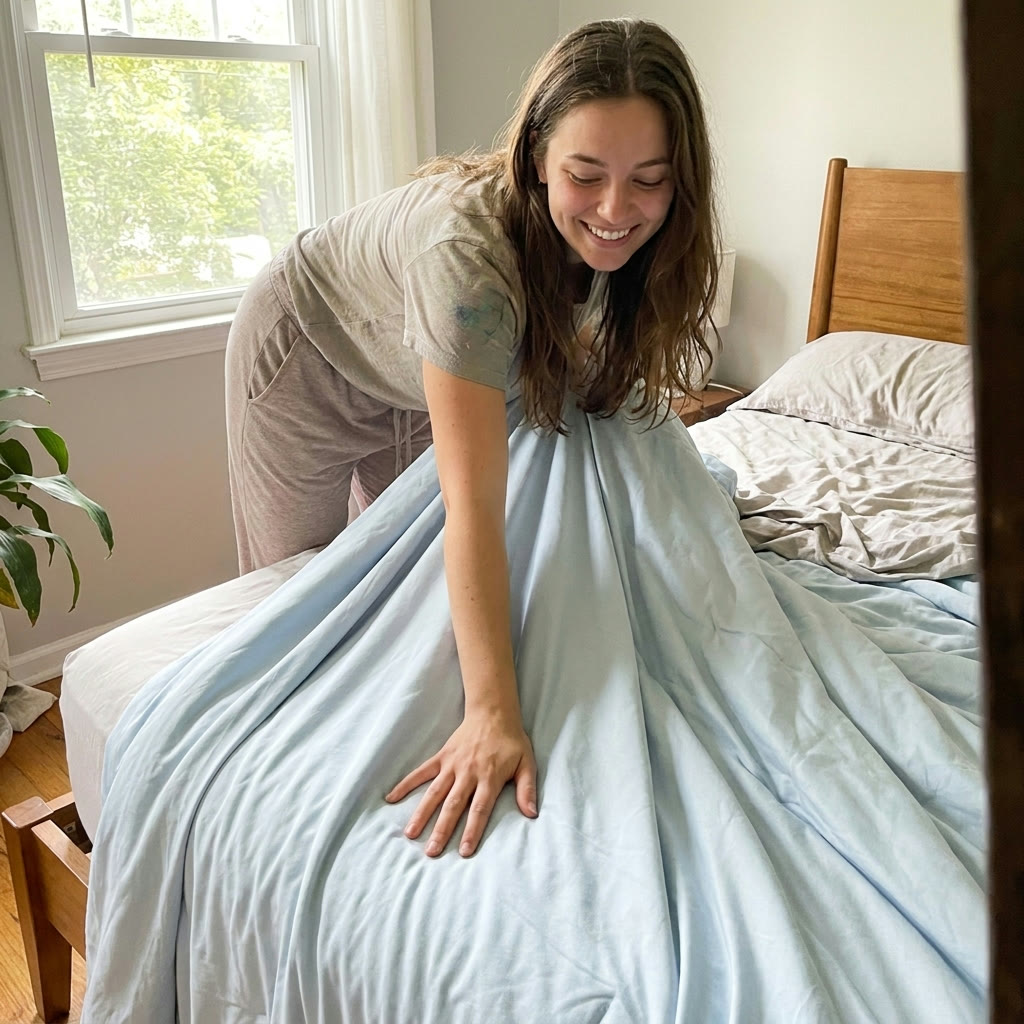 Customer with mellow CloudCool comforter