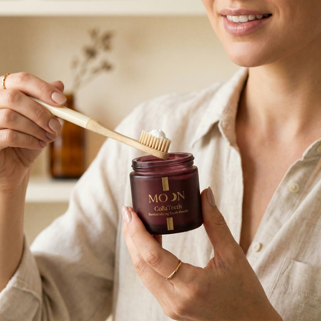 Customer holding CollaTeeth jar