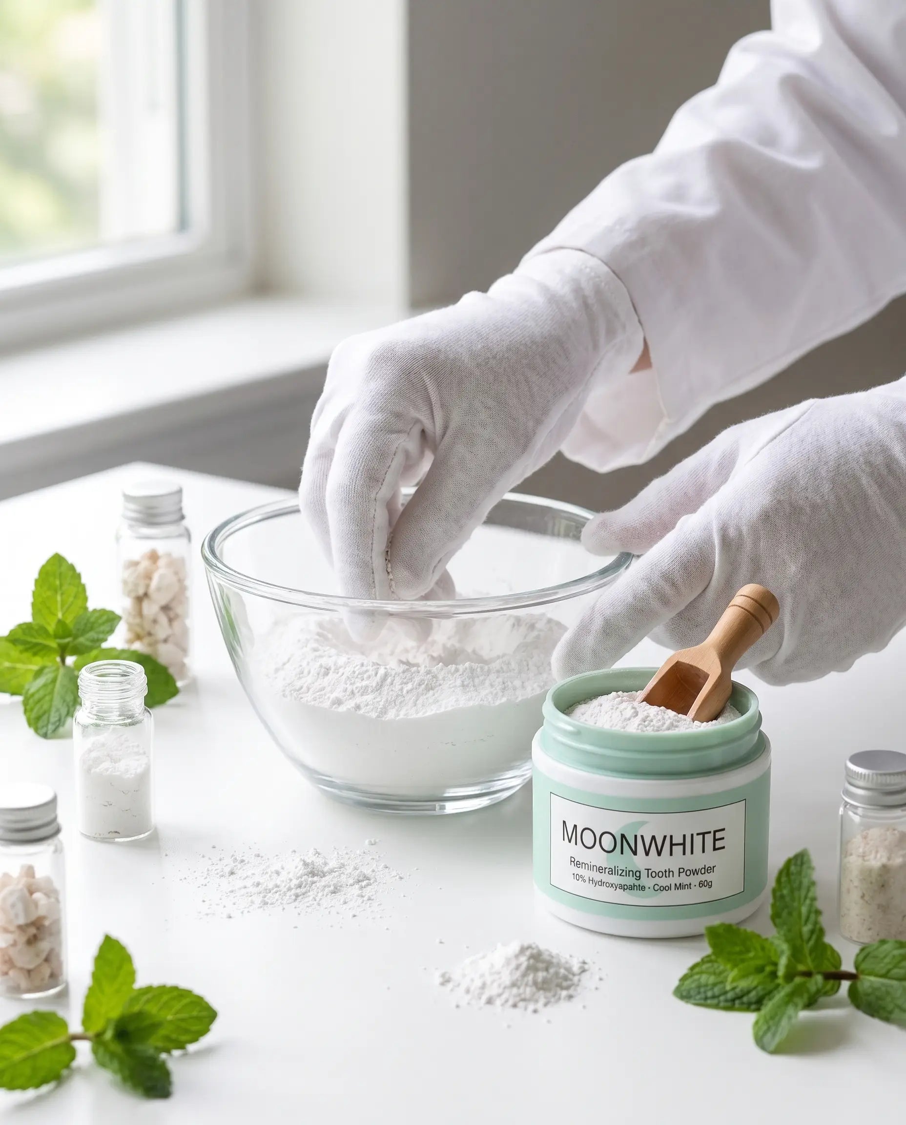 Blending the MoonWhite mineral formula
